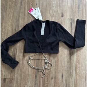 Zara Black Crop Top with Rhinestone